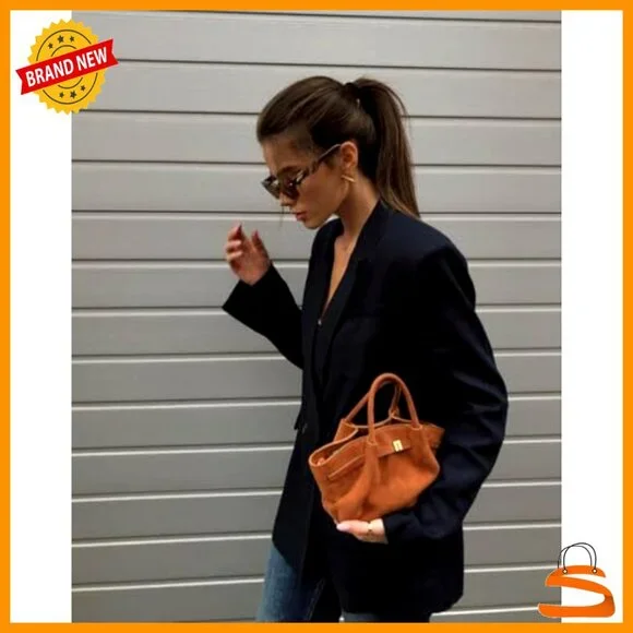 Mini Tote Bag with Shoulder Strap, Polyester Spandex, Gold Hardware - Picture 2 of 7